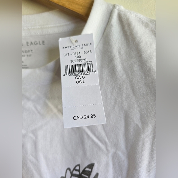 NWT! American Eagle, Men's Super Soft Graphic T-Shirt, White/Grey, Size Large - Picture 6 of 6